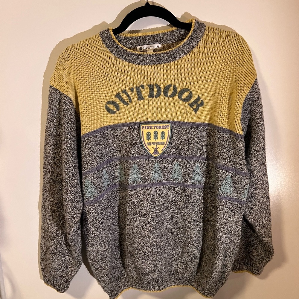Vintage Esprit/Teens Crewneck Sweater - Yellow and Gray